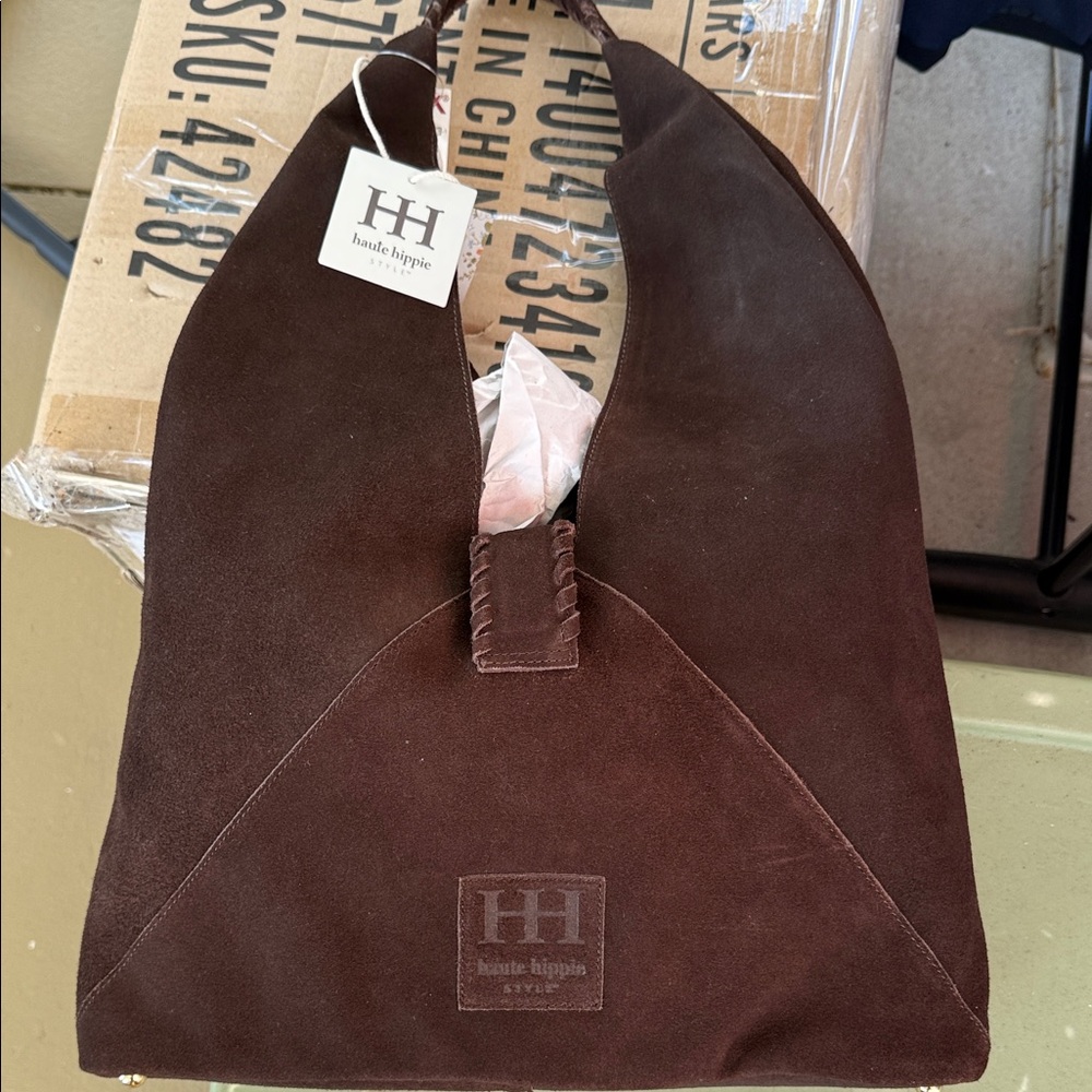 Haute Hippie Dark Brown Suede Hobo